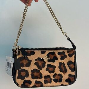 Coach Haircalf Leopard Wristlet / Mini Shoulder Bag (NWT)